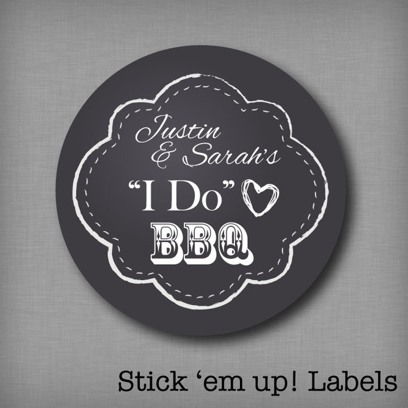 I Do BBQ Chalkboard Favor Stickers Engagement Party Ideas Rehearsal Dinner Barbeque image 1