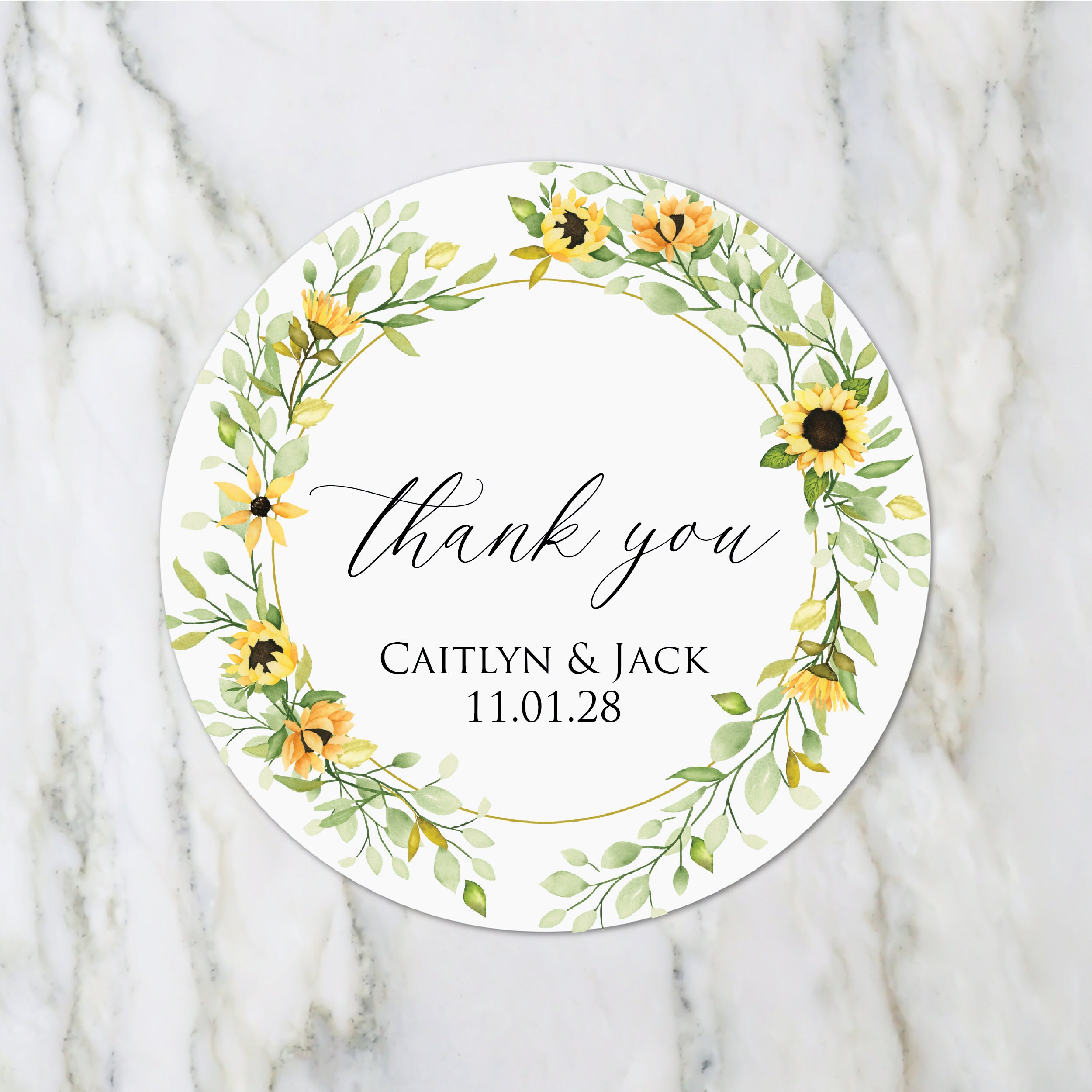 Wedding Stickers Wedding Favor Stickers Wedding Favor Labels Thank You Sticker Sunflower Wedding Favors Sunflower Stickers Yellow Floral