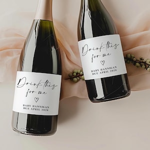 Etiquette de vin faire-part de grossesse - étiquette imprimée Je ne peux pas boire ce bébé, sticker champagne grand-parent personnalisé, vin de tante, BW105