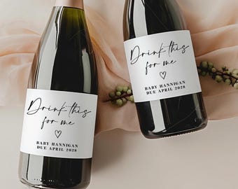 Pregnancy Announcement Wine Label - Printed I Can't Drink This Baby Label, Personalized Grandparent Champagne Sticker, Aunt Wine, BW105