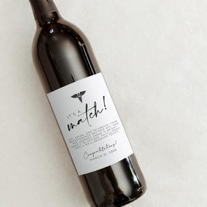 Match Day Wine Label - Match Day Gift, Medical Residency, Med School Graduation Gift, Resident New Doctor Physician Fellowship Gift SW102