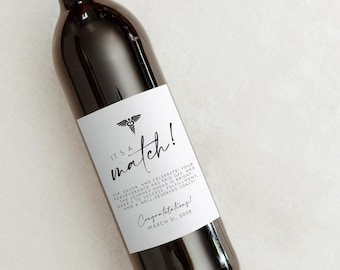 Match Day Wine Label - Match Day Gift, Medical Residency, Med School Graduation Gift, Resident New Doctor Physician Fellowship Gift SW102