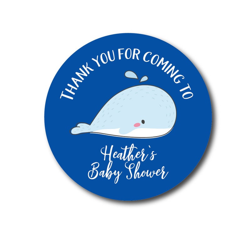 Baby Shower Stickers Baby Shower Favors Whale Baby Shower Stickers Whale Baby Shower Labels Baby Boy Shower Favors Girl Baby Shower Ideas image 1