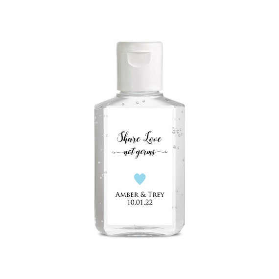 Hand Sanitizer Labels - Share Love Not Germs - Wedding Sanitizer Favors Heart Sanitizer Stickers for Weddings Shower Sanitizer Labels Il_570xn