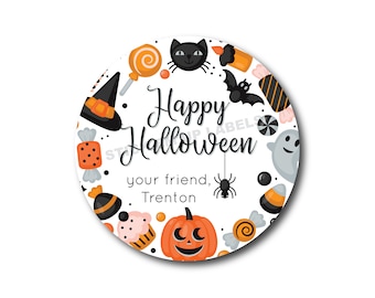 Halloween Stickers Candy Halloween Stickers Pumpkin Trick or Treat Stickers Happy Halloween Labels Treat Bag Stickers Trunk or Treat Bat