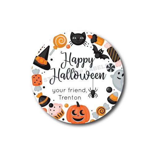 Halloween Stickers Candy Halloween Stickers Pumpkin Trick or Treat Stickers Happy Halloween Labels Treat Bag Stickers Trunk or Treat Bat