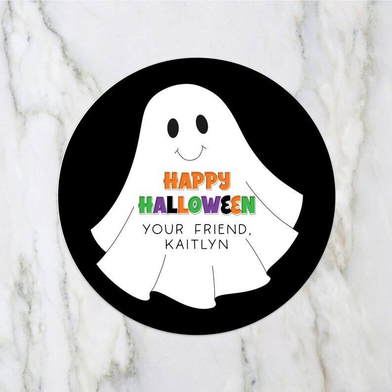 Halloween Sticker - Happy Ghost Sticker, Kids Halloween Sticker ...