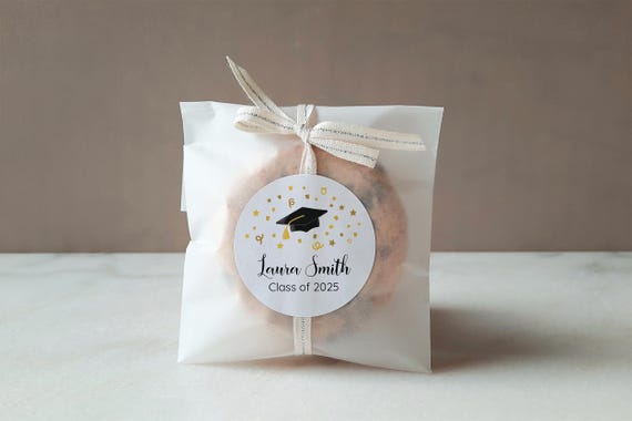 Class Of 2025 Graduation Stickers - 120 Pcs Black Gold Congrats Graduate Labels For Party Decor