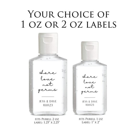 Hand Sanitizer Labels - Share Love not Germs Sanitizer Labels Wedding Stickers Modern Minimalist Wedding Favor Labels Sanitizer Stickers Il_570xn
