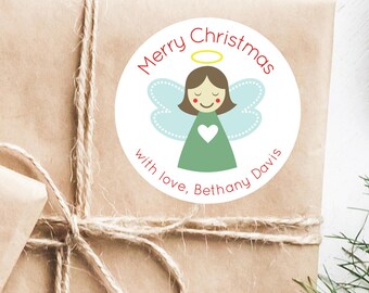 Christmas Stickers - Folk Art Angel Gift Labels, Merry Christmas Stickers, Reason for the Season, Christian Labels, Holiday Labels