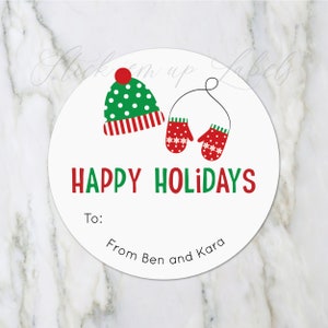 Kerststickers - Van cadeaulabels, Happy Holidays-stickers, kerstcadeaulabels, kerstcadeaulabels, vakantiecadeaulabels