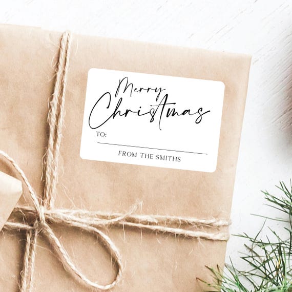 Christmas Gift Tag Labels - Minimalist To From Holiday Labels, Merry Christmas Stickers, Xmas Present Tags, Printed and Shipped Custom Label