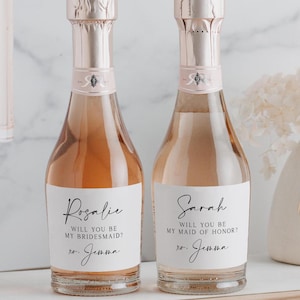 Bridesmaid Proposal Gift -  Bridesmaid Mini Champagne Label, Bridesmaid Gift, Maid of Honor Gift, Wedding Party Gift, Bridal Party MC102