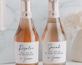 Bridesmaid Proposal Gift -  Bridesmaid Mini Champagne Label, Bridesmaid Gift, Maid of Honor Gift, Wedding Party Gift, Bridal Party MC102