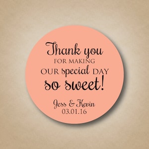 Thank You Stickers Wedding Favor Stickers Special Day So Sweet Personalized Wedding Favor Labels Custom Round Stickers Wedding Favors
