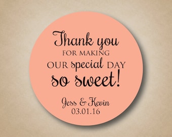 Thank You Stickers Wedding Favor Stickers Special Day So Sweet Personalized Wedding Favor Labels Custom Round Stickers Wedding Favors