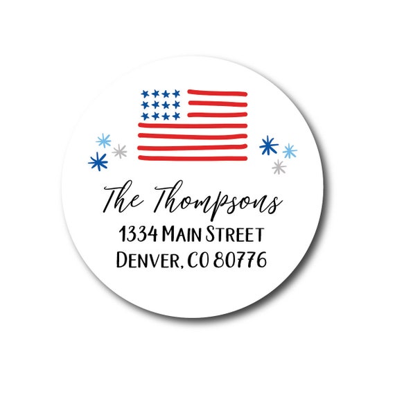 Return Address Labels Address Labels Envelope Seals Round Address Stickers American Flag Sticker Americana Labels USA Flag 4th of July Label Il_570xn