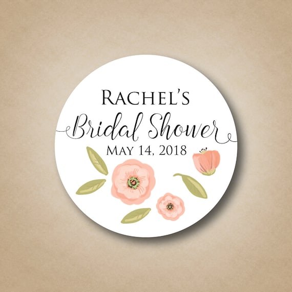 Custom Fl Bridal Shower Labels Poppy Flower Wedding Custom Fl Bridal Shower Labels Poppy Flower Wedding Stickers Personalized Favor Tags Watercolor Blush Pink Decoration Idea