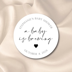 A Baby is Brewing Stickers - Baby Shower Favor Labels, Thank You Stickers, Coffee Tea Bar Favor Stickers, Tea Party Baby Shower, Minimalist