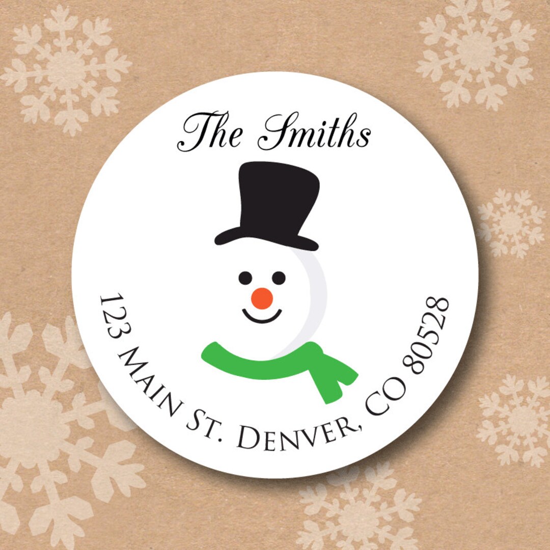 Christmas Address Labels Return Address Label Snowman Sticker - Etsy
