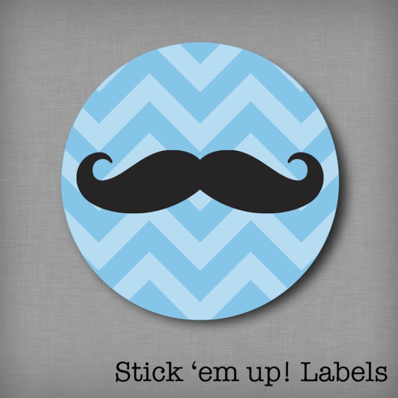 Gender Reveal Party Stickers Mustache and Bow Labels for Voting on Baby Chevron Sticker