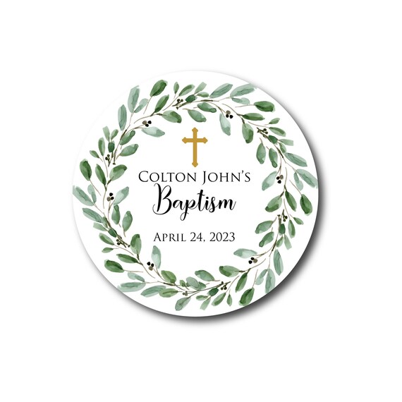 Greenery Baptism Large Stickers – Distinctivs Party