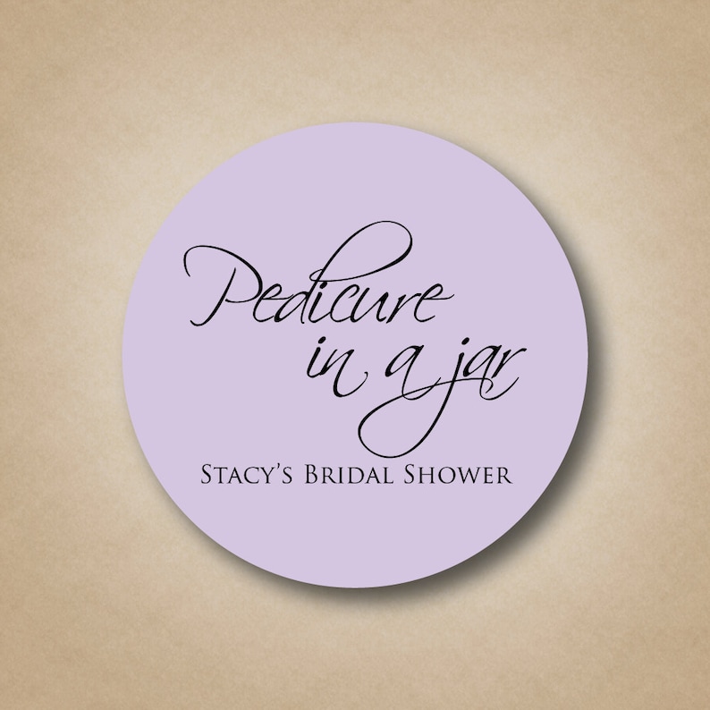 Pedicure in a Jar Stickers Bridal Shower Favor Stickers Custom Bridal Shower Labels Pedicure Favor Stickers Nail Polish Favors Baby Shower image 1