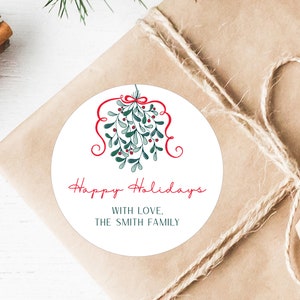Adesivi di Natale - Vischio Etichette regalo di Natale Adesivi regalo di Natale personalizzati Adesivi regalo di Buone Feste Adesivi regalo Tag