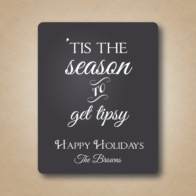 Tis the Season to Get Tipsy Wine Labels Holiday Wine Labels Christmas Wine Labels Chalkboard Wine Labels Wine Gift Funny Wine Label coworker image 3