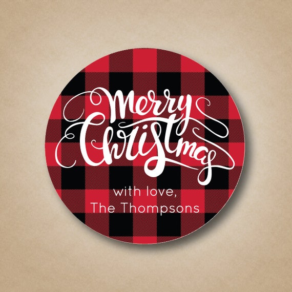 Plaid gift stickers. Holiday decor inspiration with plaid, checks, and tartans! Come be inspired by this classic pattern for Christmas decorating. #plaid #christmasdecor #holidayinspiration #checks #decorating #inspiration