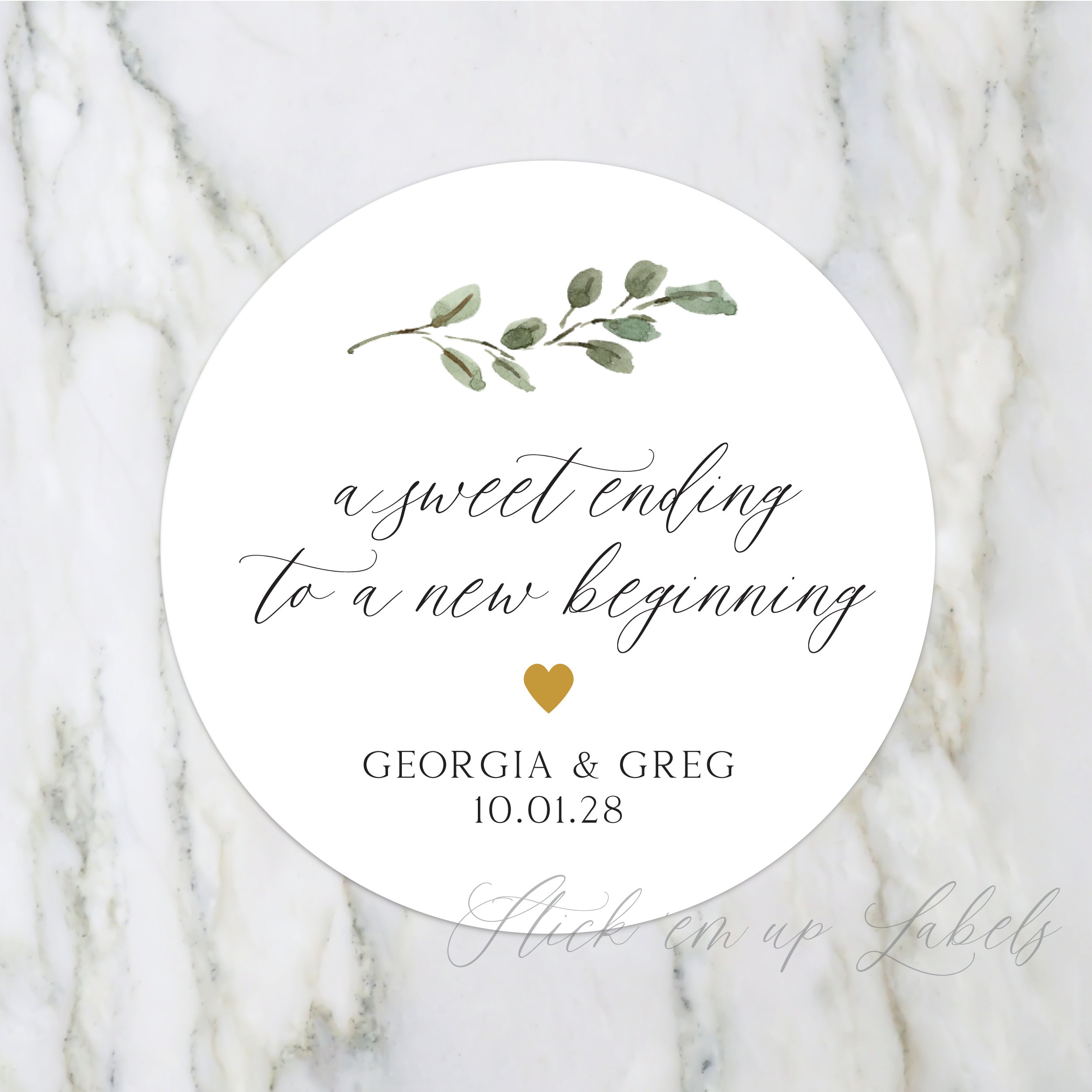A Sweet Ending to a New Beginning Stickers - Greenery Wedding Sticker ...