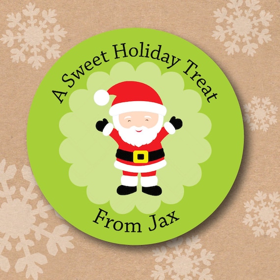 Personalized Childrens Christmas Labels, Santa Stickers for Goodie Bags, Classroom Gift Tags, Christmas Label Stickers, Customized Holiday