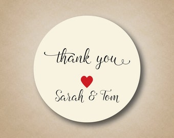 Thank You Stickers Wedding Favor Custom Wedding Labels Round Thanks Circle Favor Tags Personalized Envelope Seals Box Bag Gift Script Heart