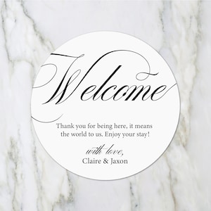 Wedding Welcome Stickers - Wedding Welcome Bag Labels Welcome Labels Minimalist Script Labels Wedding Gift Bags Hotel Welcome Bag Guests