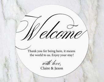 Wedding Welcome Stickers - Wedding Welcome Bag Labels Welcome Labels Minimalist Script Labels Wedding Gift Bags Hotel Welcome Bag Guests