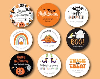 Halloween Stickers - Kids Halloween Stickers, Halloween Party Favors, Boo Bag Stickers, Happy Halloween Labels, Halloween Party Stickers