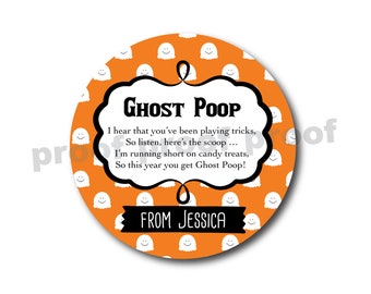 Halloween Stickers - Marshmallow Favors Halloween Favors Custom Halloween Stickers Ghost Stickers Personalized Treat Labels Ghost Poop