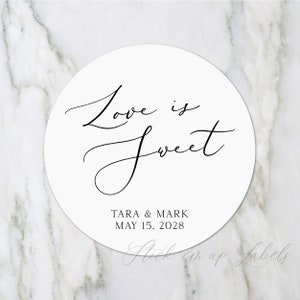 Love is Sweet Stickers Minimalist Wedding Sticker, Wedding Favor Sticker, Modern Wedding Sticker, Thank You Label, Sweet Thank you sticker image 2