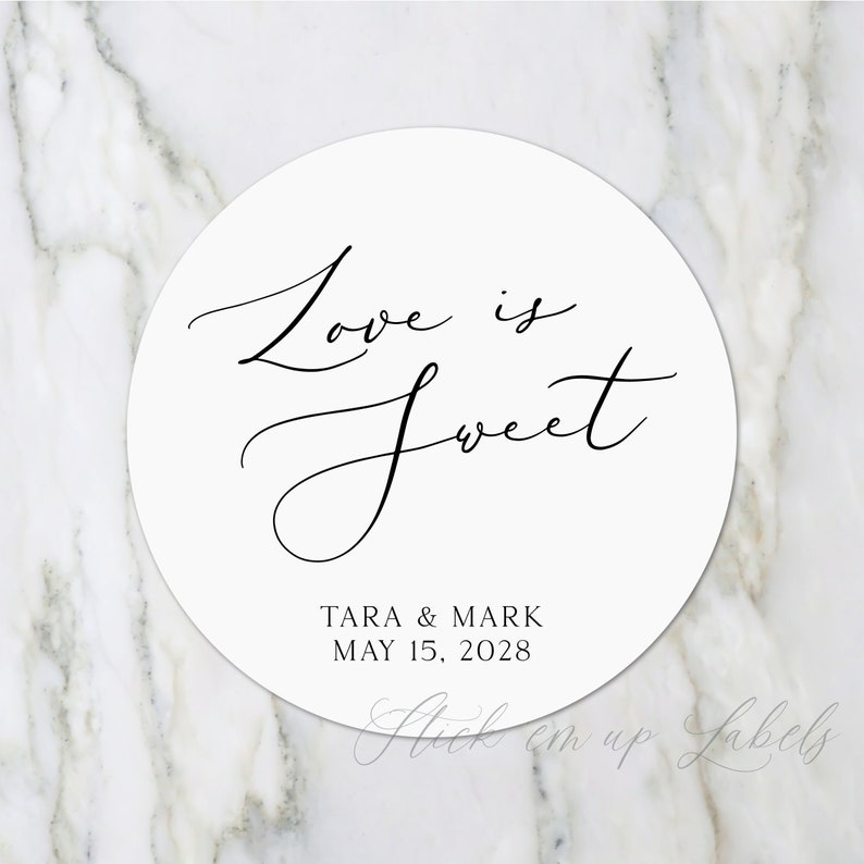 Love is Sweet Stickers Minimalist Wedding Sticker, Wedding Favor Sticker, Modern Wedding Sticker, Thank You Label, Sweet Thank you sticker image 2