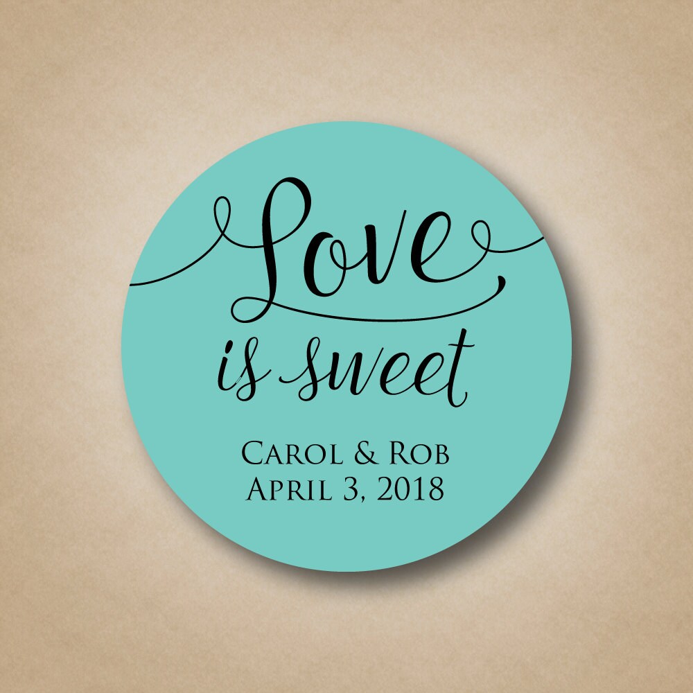 Love is Sweet Stickers Custom Wedding Favor Tags Personalized Etsy