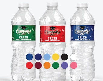 Personalized Graduation Water Bottle Labels – Class of 2026, Party Decorations