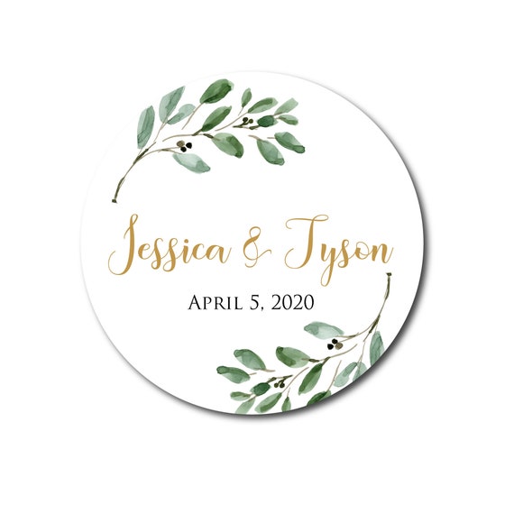 Floral Wedding Stickers for Favors, Custom Wedding Stickers for Envelopes,  Wedding Stickers Personalized, Clear and Gold Labels for Bottles 