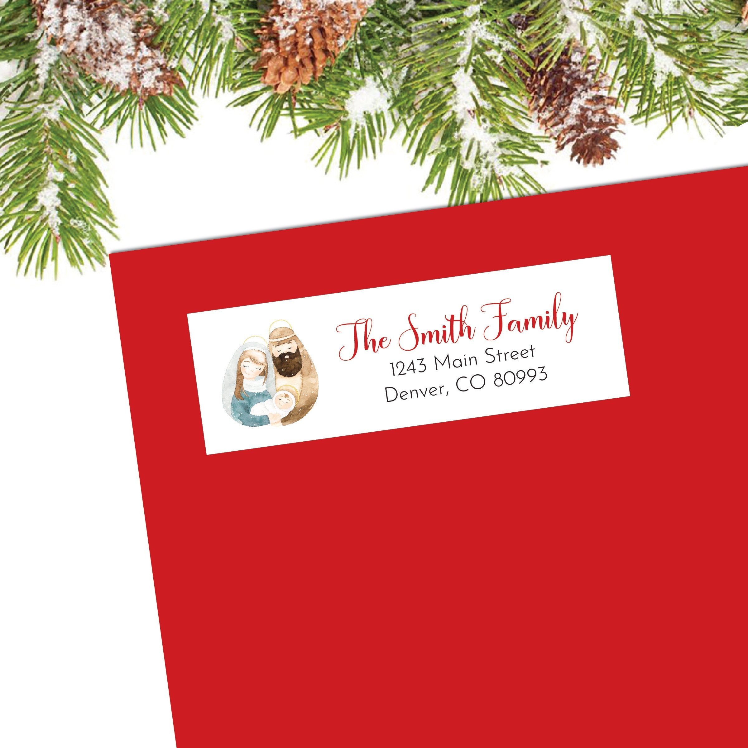 Christmas Return Address Label, Christmas Address Label, Holiday Address Label, Nativity Address Labels, Baby Jesus Manger, Christmas Card