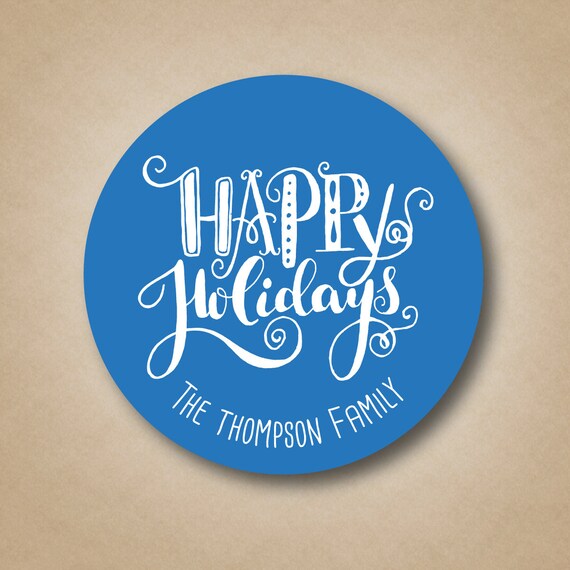 Happy Holidays Labels Christmas Stickers Blue Christmas Gift Labels Hanukkah Stickers Personalized Holiday Gift Tags Winter Wonderland Wrap Il_570xn