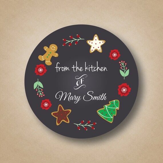 From the Kitchen of Stamp Baked Goods Labels Chalkboard Stickers Cookies Christmas Treat Box Personalized Cook Chef Gift Rustic Holiday Il_570xn