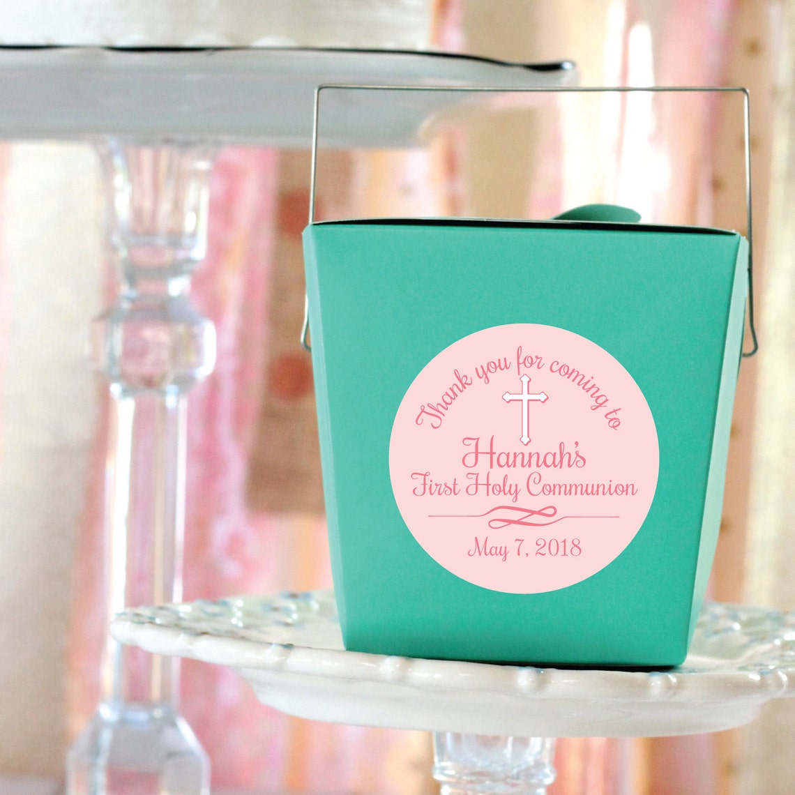 First Communion Favor Stickers Girls Communion Labels Pink Etsy