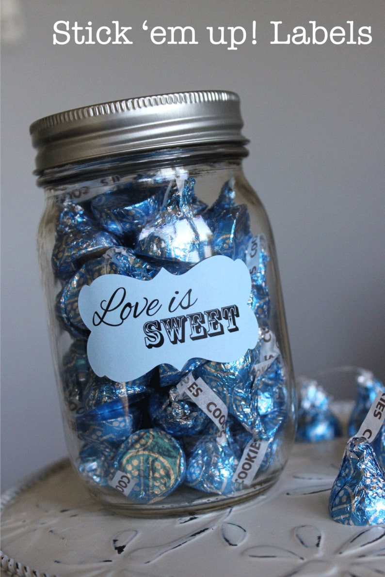 Mason Jar Favor Labels Love is Sweet Wedding Candy Buffet Etsy