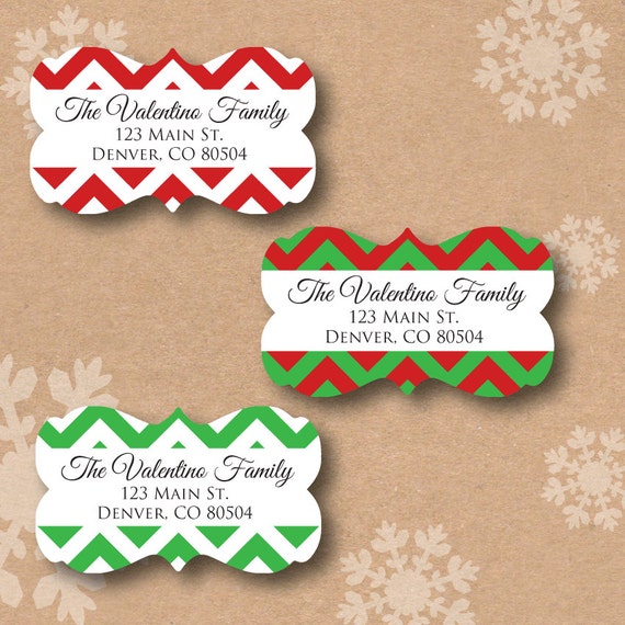 Christmas Return Address Labels Chevron Personalized Address Label Red