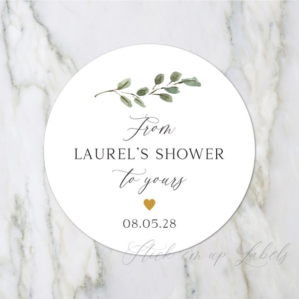 Bridal Shower Sticker - Bridal Shower Favor Label, Botanical Bridal Shower, From My Shower to Yours, Greenery Shower Sticker, Wedding shower