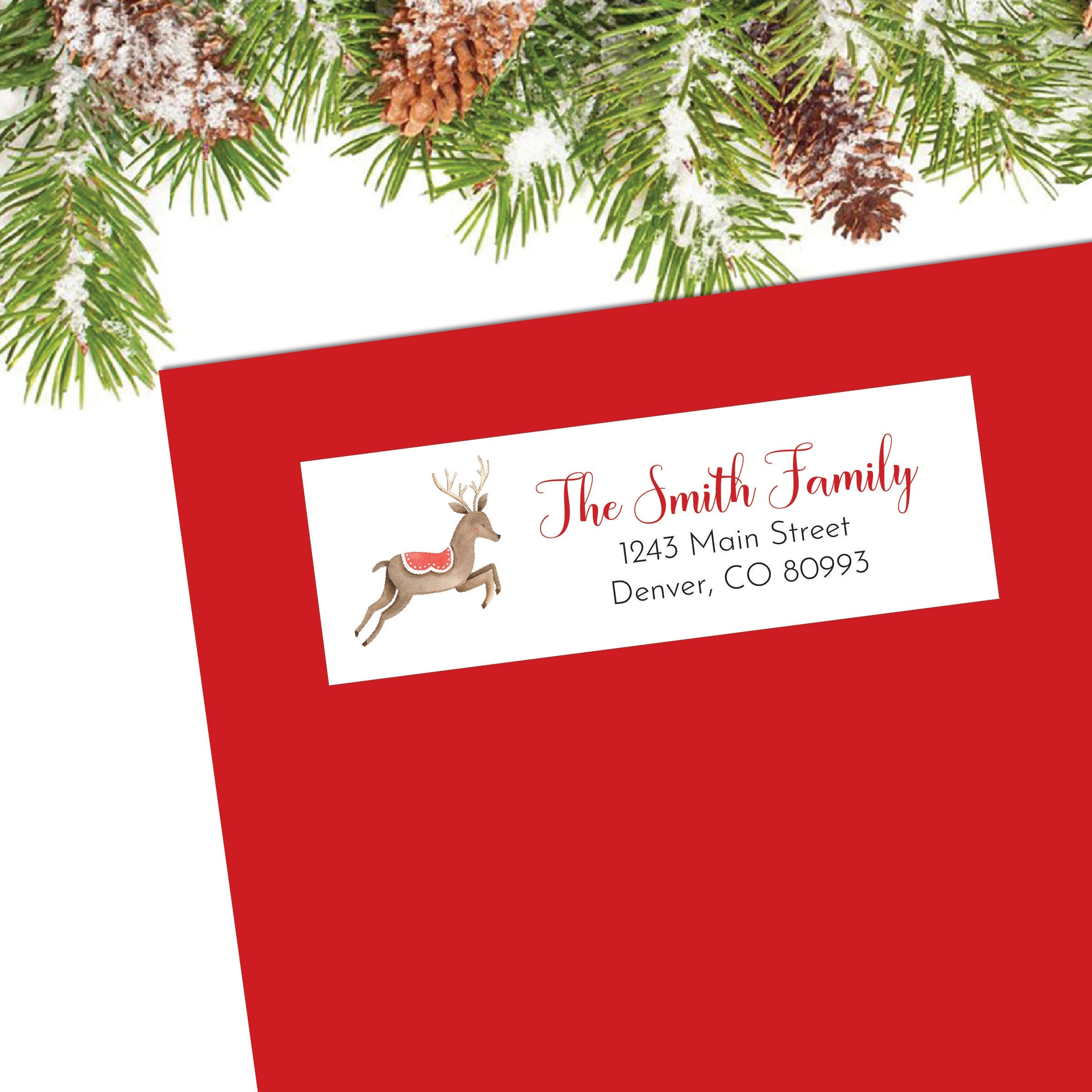Christmas Return Address Label, Christmas Address Label, Holiday Address Label, Watercolor Reindeer, Reindeer Address Labels, Whimsical